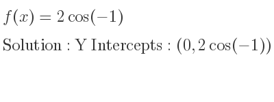 The f(x)=2cos(-1) is Y Intercepts: (0,2cos(-1))